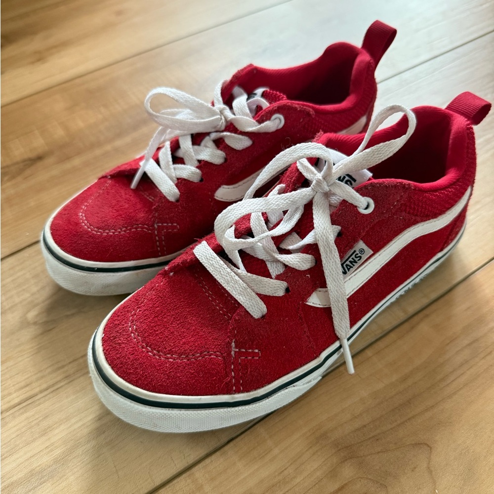 Vans Red and White Sneakers Classic Style